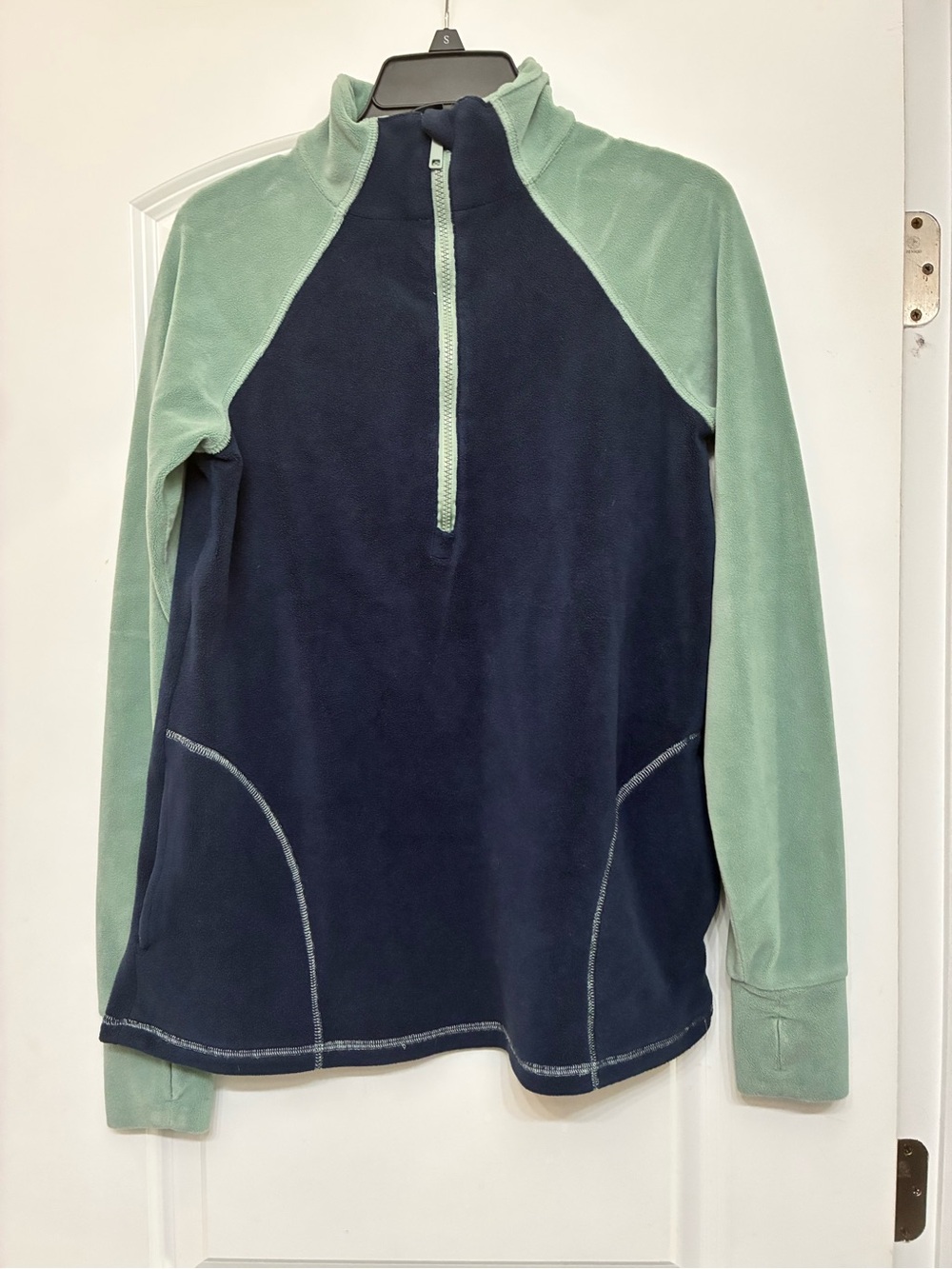 *NURSING* 🤱 Latched Mama Navy Body with Mint Raglan Half-Zip Pullover